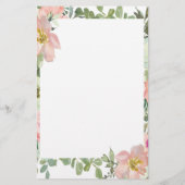 Roze waterverf flora gepersonaliseerd briefpapier (Achterkant)