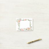 Roze waterverf flora gepersonaliseerd post-it® notes (Op bureau)