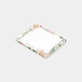 Roze waterverf flora gepersonaliseerd post-it® notes (Schuin)