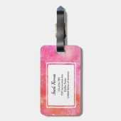 Roze waterverf floraal Gepersonaliseerd Bagagelabe Bagagelabel (Achterkant verticaal)