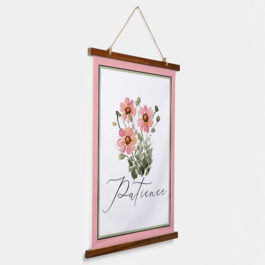 roze waterverf floraal hangend wandkleed (Gebogen)