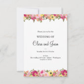 Roze waterverf floraal kaart (Voorkant)