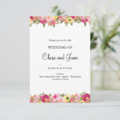 Roze waterverf floraal kaart (Staand voorkant)