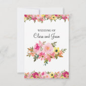 Roze waterverf floraal kaart (Achterkant)