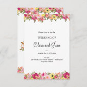 Roze waterverf floraal kaart (Voorkant / Achterkant)