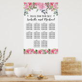 Roze Waterverf Floral 10-tabel zitplaatskaart Poster (Keuken)