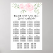 Roze Waterverf Floral 15-Tabel Zitkuur Poster (Voorkant)