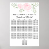 Roze Waterverf Floral 16-Tabel Zitkuur Poster (Voorkant)