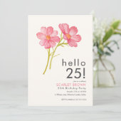 Roze Waterverf Floral 25ste geboortedag Kaart (Staand voorkant)