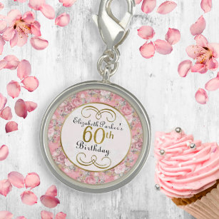  roze Waterverf Floral 60e verjaardag Charm