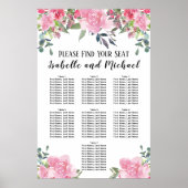 Roze Waterverf Floral 7-tabel Zitkuur Poster (Voorkant)