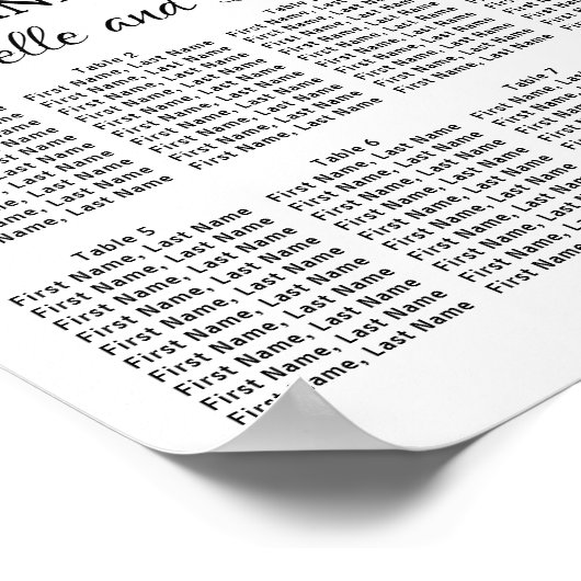 Roze Waterverf Floral 8-tabel zitplaatskaart Poster (Hoek)