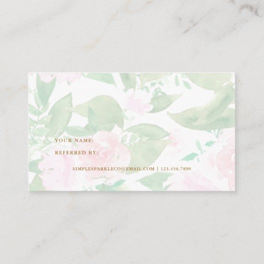 roze Waterverf Floral Aanbevelingskaartje (Achterkant)
