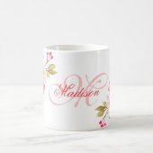  roze Waterverf Floral - Aangepaste monogrammen Koffiemok (Center)