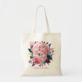  roze Waterverf Floral | Aangepaste tekst Tote Bag (Voorkant)