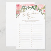 Roze Waterverf Floral Baby naam Race Game (Voorkant / Achterkant)