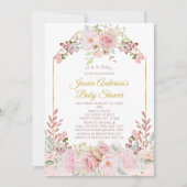  Roze Waterverf Floral Baby shower Kaart (Voorkant)