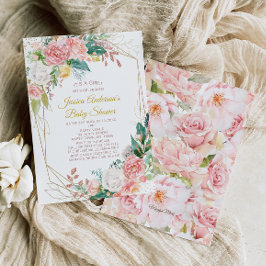 Roze Waterverf Floral Baby shower Kaart