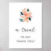 Roze Waterverf Floral Baby shower Tafelteken Poster (Voorkant)