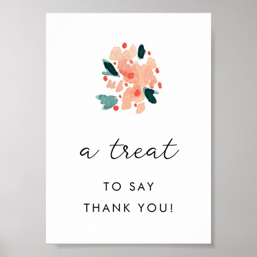 Roze Waterverf Floral Baby shower Tafelteken Poster (Voorkant)