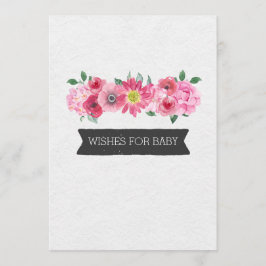 Roze Waterverf Floral Baby shower Vereist Baby Advieskaart