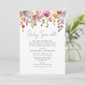 Roze Waterverf Floral baby sprinkle Kaart (Staand voorkant)