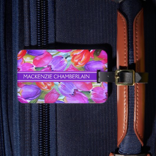 ROZE Waterverf Floral Bagagelabel (Voorkant Insitu 4)