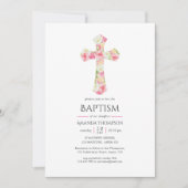 Roze Waterverf Floral Baptism of Christening Kaart (Voorkant)