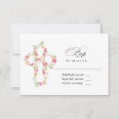 Roze Waterverf Floral Baptism of Christening RSVP Kaartje (Voorkant)