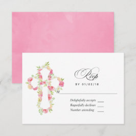 Roze Waterverf Floral Baptism of Christening RSVP Kaartje