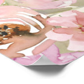Roze Waterverf Floral Birthday Name Poster (Hoek)