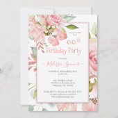 Roze Waterverf Floral Birthday Party Kaart (Voorkant)