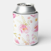 Roze Waterverf Floral Blikjeskoeler (Blikje Achterkant)