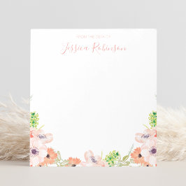 Roze Waterverf Floral Boho op persoonlijke titel Notitieblok