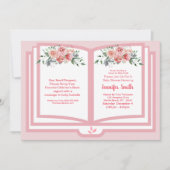 Roze Waterverf Floral Book Theme Baby shower Kaart (Voorkant)