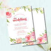 Roze Waterverf Floral Botanical Wedding Kaart