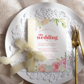 Roze Waterverf Floral Botanical Wedding Kaart