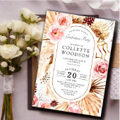 Roze Waterverf Floral Botanische GraduPartij Kaart