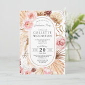 Roze Waterverf Floral Botanische GraduPartij Kaart (Staand voorkant)