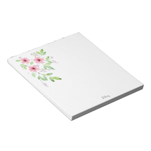 Roze Waterverf Floral Bouquet Notitieblok (Schuin)