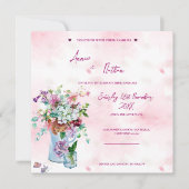 Roze Waterverf Floral Bouquet Weddenschap Kaart (Voorkant)