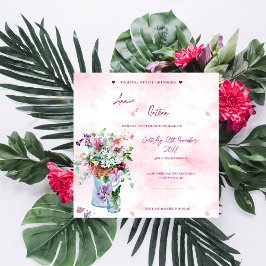 Roze Waterverf Floral Bouquet Weddenschap Kaart