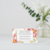 Roze Waterverf Floral | Bridal Display Shower Informatiekaartje (Staand voorkant)