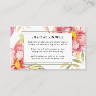 Roze Waterverf Floral   Bridal Display Shower Informatiekaartje