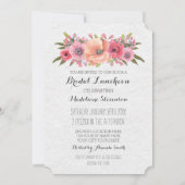 Roze Waterverf Floral Bridal Lunch Uitnodigingen (Achterkant)