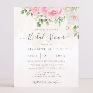 Roze Waterverf Floral Bridal Shower
