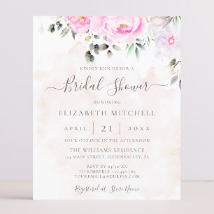 Roze Waterverf Floral Bridal Shower