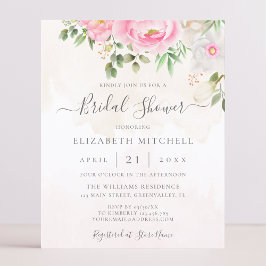 Roze Waterverf Floral Bridal Shower