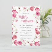 Roze Waterverf Floral Bridal Shower Kaart (Staand voorkant)