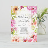 Roze Waterverf Floral Bridal Shower Kaart (Staand voorkant)